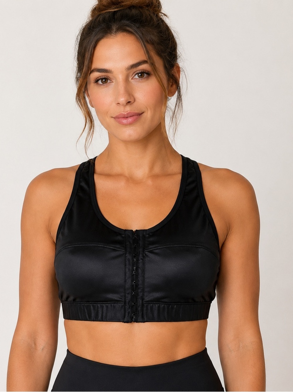 Enell High Impact Sports Bra Size 0 Black Front Closure Running Workout Support
